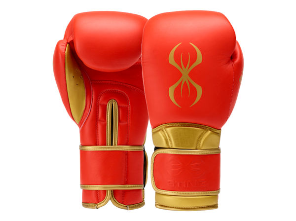 Sting Boxing Viper X Leather Sparring Gloves Red Gold Velcro